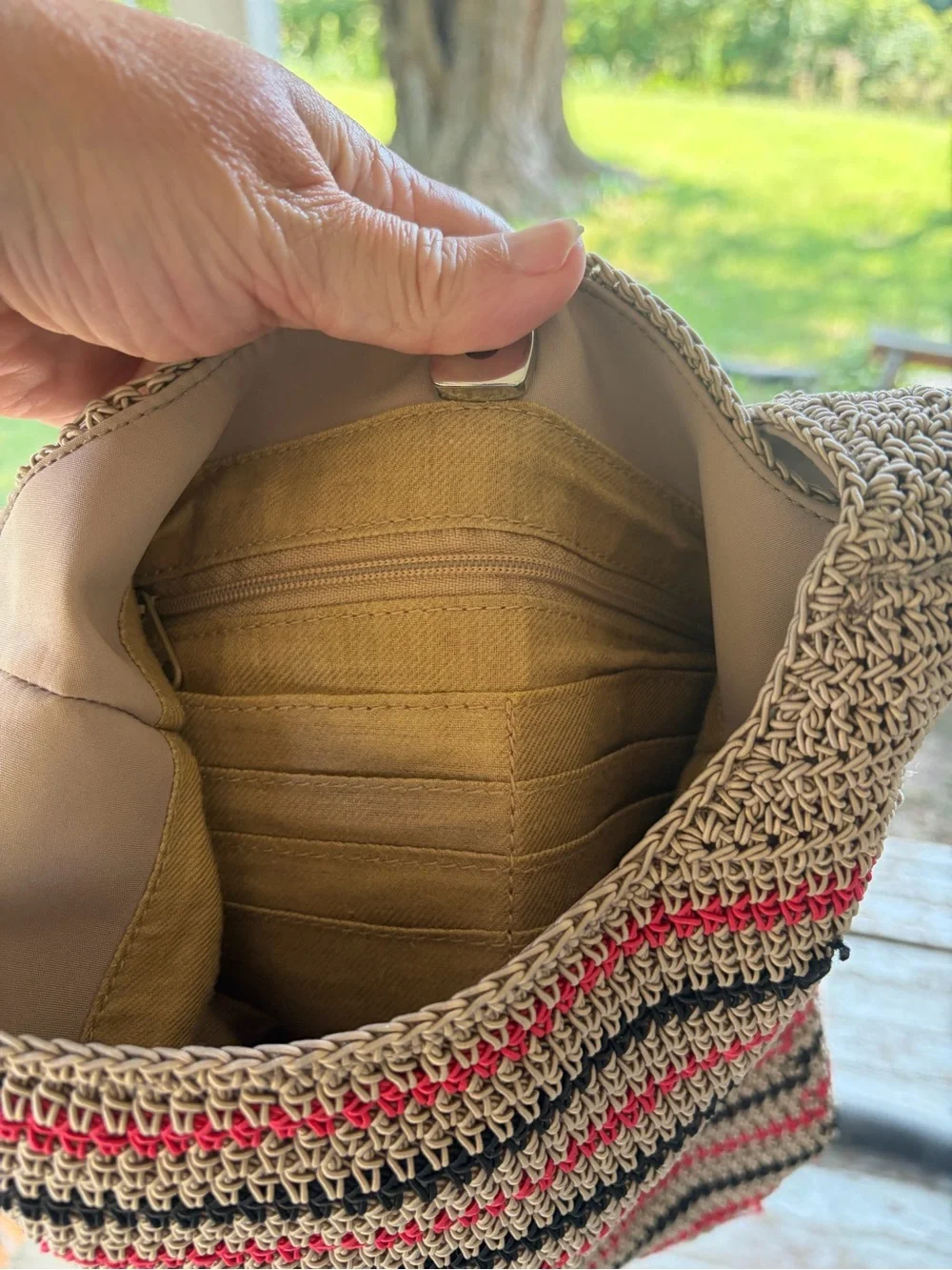 Vintage Villager Liz Claiborne Woven Crochet Hobo Shoulder Bag Purse Y2K Boho.